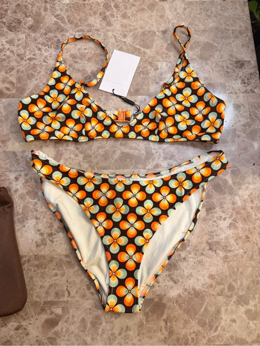 triangl swimwear Orange & Yellow Floral Bikini Set - Picture 9 of 13